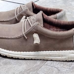 Hey Dude Men's Size 8 Wally Recycled Leather Tavertine Shoes